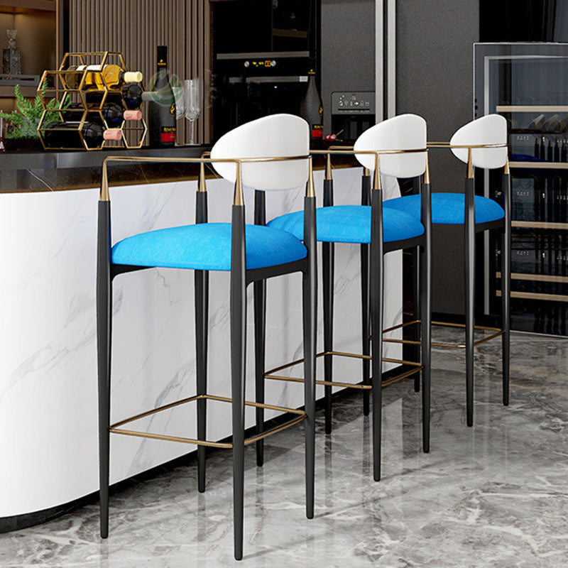 Full Back Upholstered Bar Chair Industrial Arm Rectangle Bar Stool