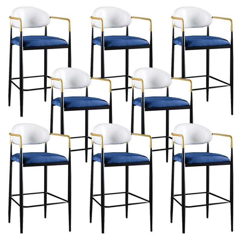 Full Back Upholstered Bar Chair Industrial Arm Rectangle Bar Stool