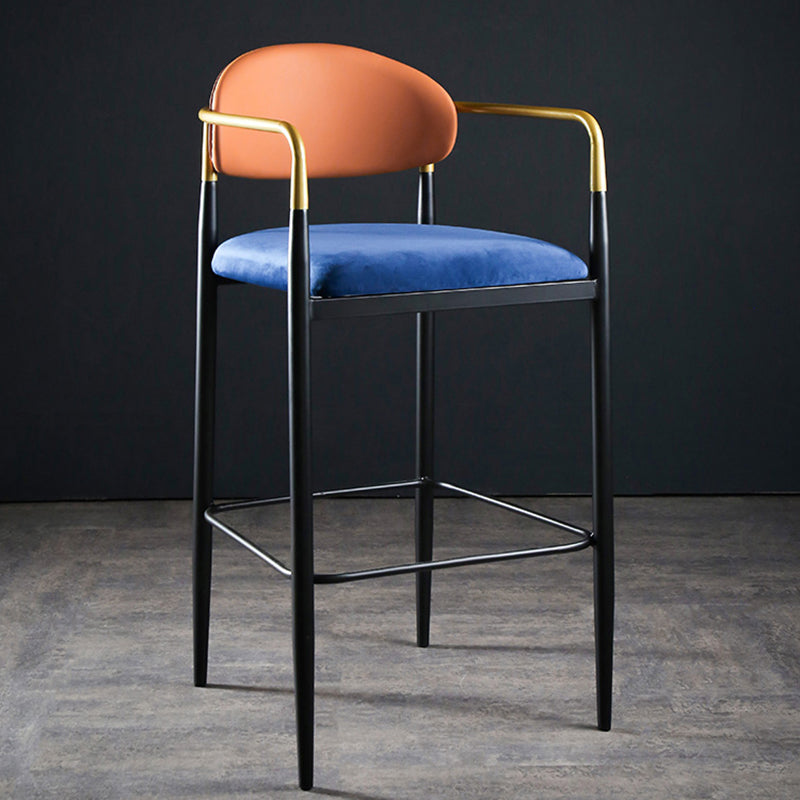 Full Back Upholstered Bar Chair Industrial Arm Rectangle Bar Stool