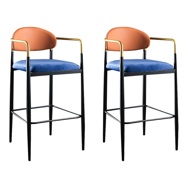 Full Back Upholstered Bar Chair Industrial Arm Rectangle Bar Stool