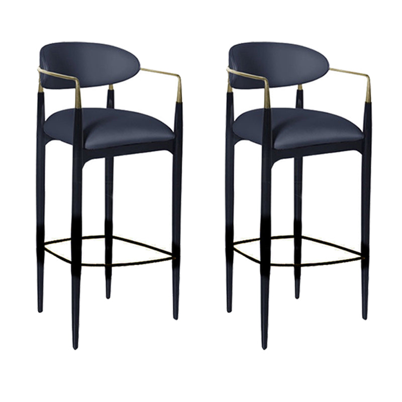 Full Back Upholstered Bar Chair Industrial Arm Rectangle Bar Stool