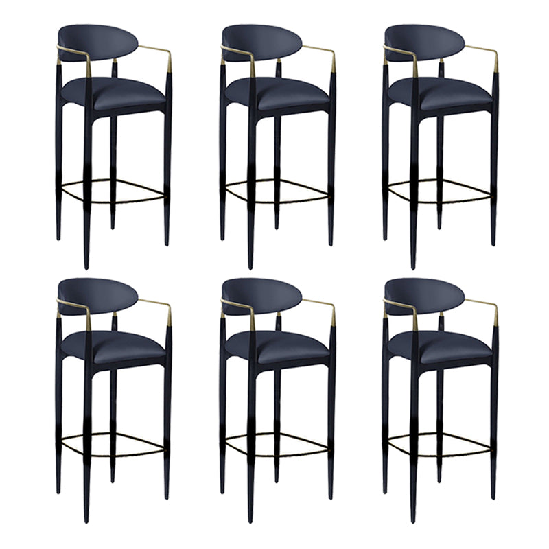 Full Back Upholstered Bar Chair Industrial Arm Rectangle Bar Stool