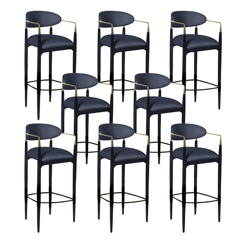 Full Back Upholstered Bar Chair Industrial Arm Rectangle Bar Stool