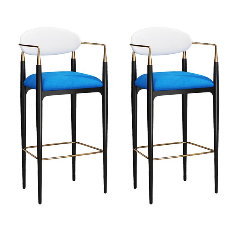 Full Back Upholstered Bar Chair Industrial Arm Rectangle Bar Stool