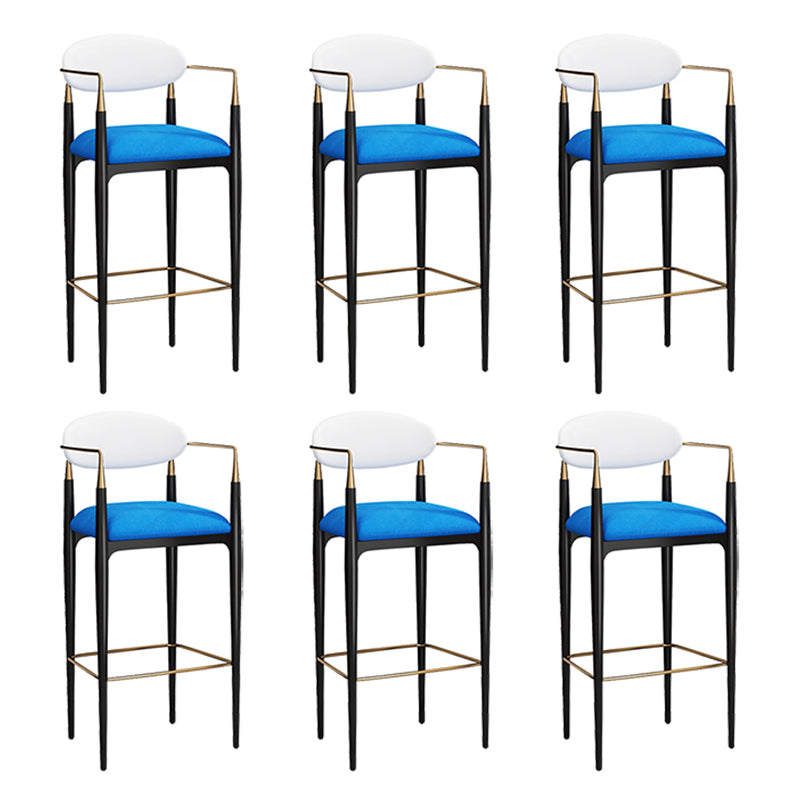 Full Back Upholstered Bar Chair Industrial Arm Rectangle Bar Stool