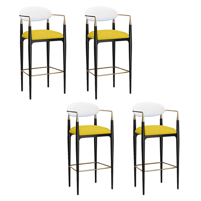 Full Back Upholstered Bar Chair Industrial Arm Rectangle Bar Stool