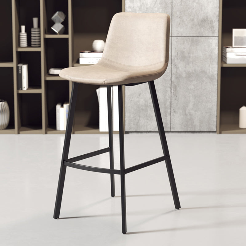 Armless Faux Leather Counter Stool Industrial Footrest Bar Stool