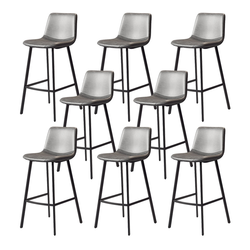 Armless Faux Leather Counter Stool Industrial Footrest Bar Stool