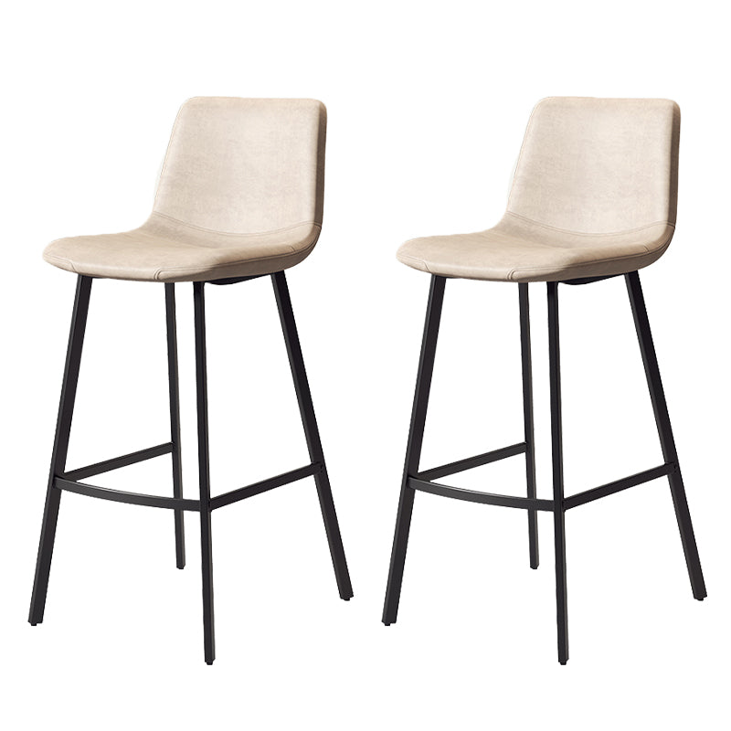 Armless Faux Leather Counter Stool Industrial Footrest Bar Stool