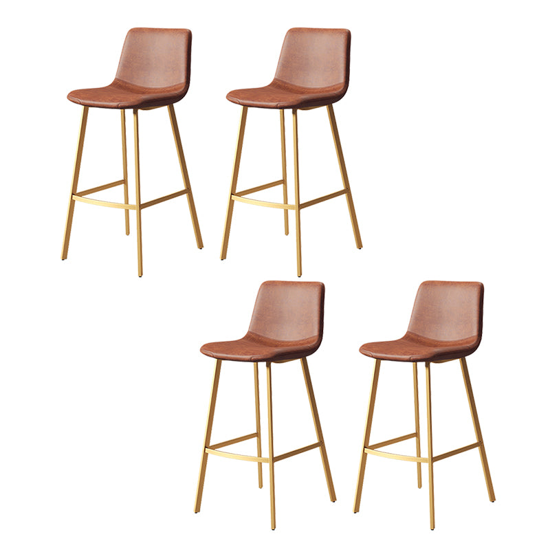 Armless Faux Leather Counter Stool Industrial Footrest Bar Stool