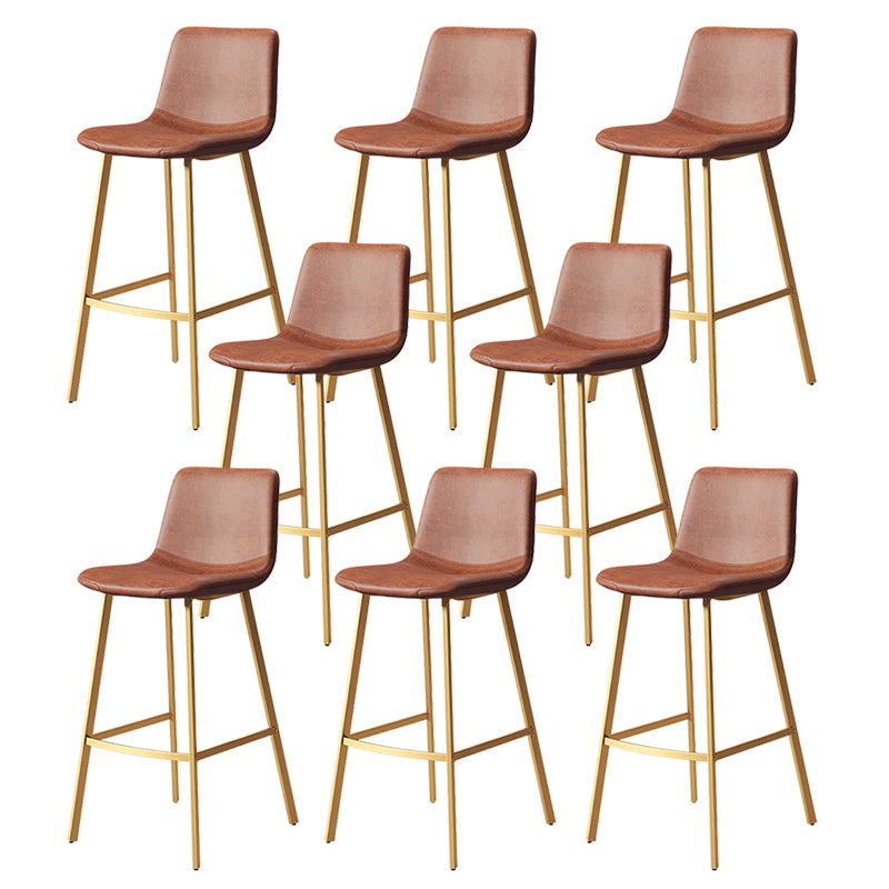 Armless Faux Leather Counter Stool Industrial Footrest Bar Stool