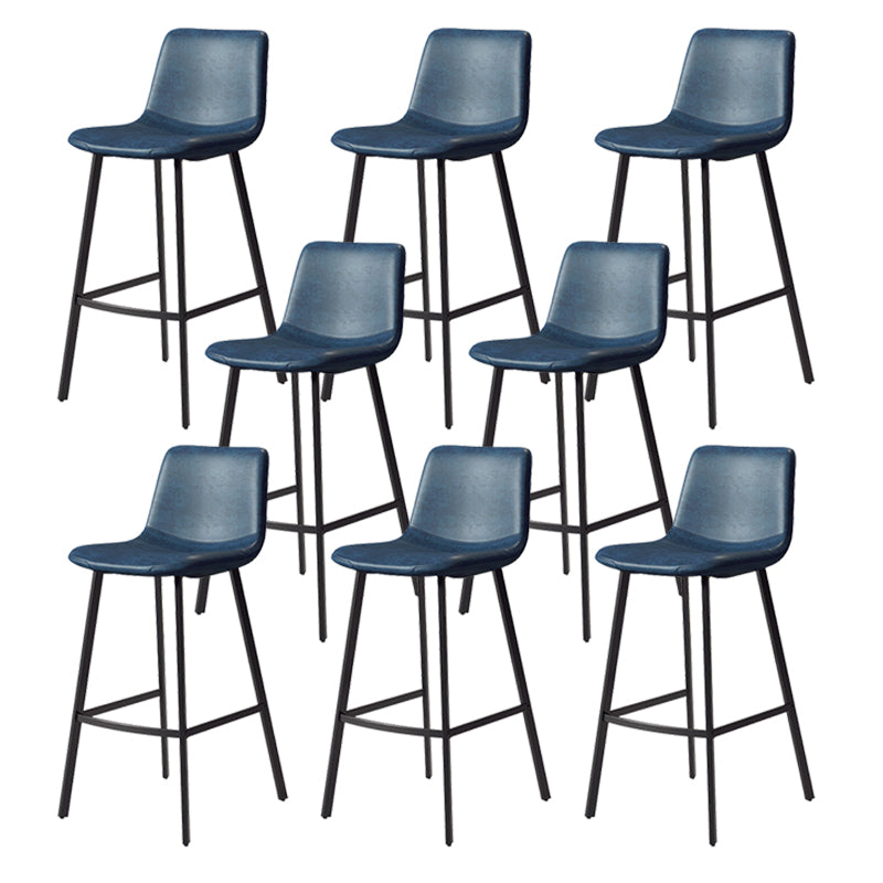 Armless Faux Leather Counter Stool Industrial Footrest Bar Stool