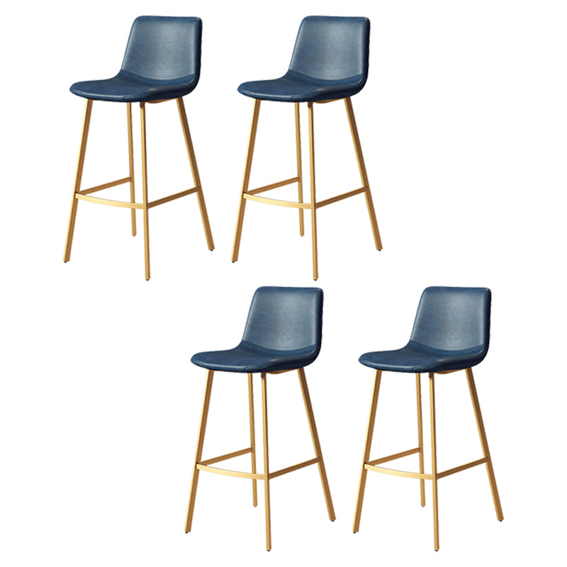 Armless Faux Leather Counter Stool Industrial Footrest Bar Stool