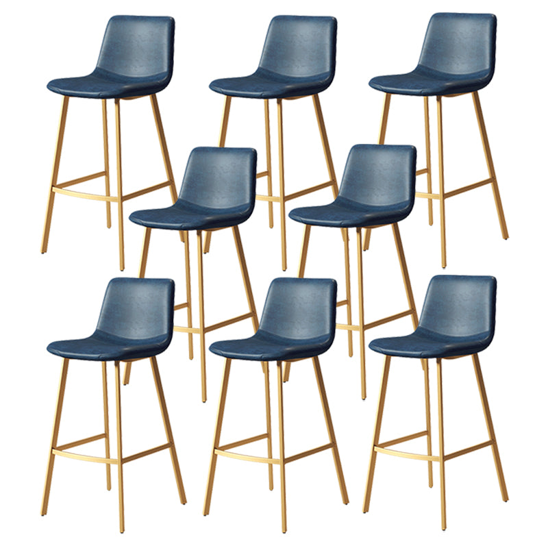 Armless Faux Leather Counter Stool Industrial Footrest Bar Stool