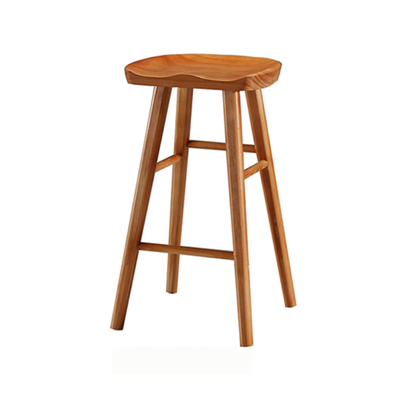 Contemporary Solid Wood Bar Stool Backless Footrest Counter Stool
