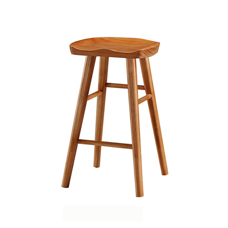 Contemporary Solid Wood Bar Stool Backless Footrest Counter Stool