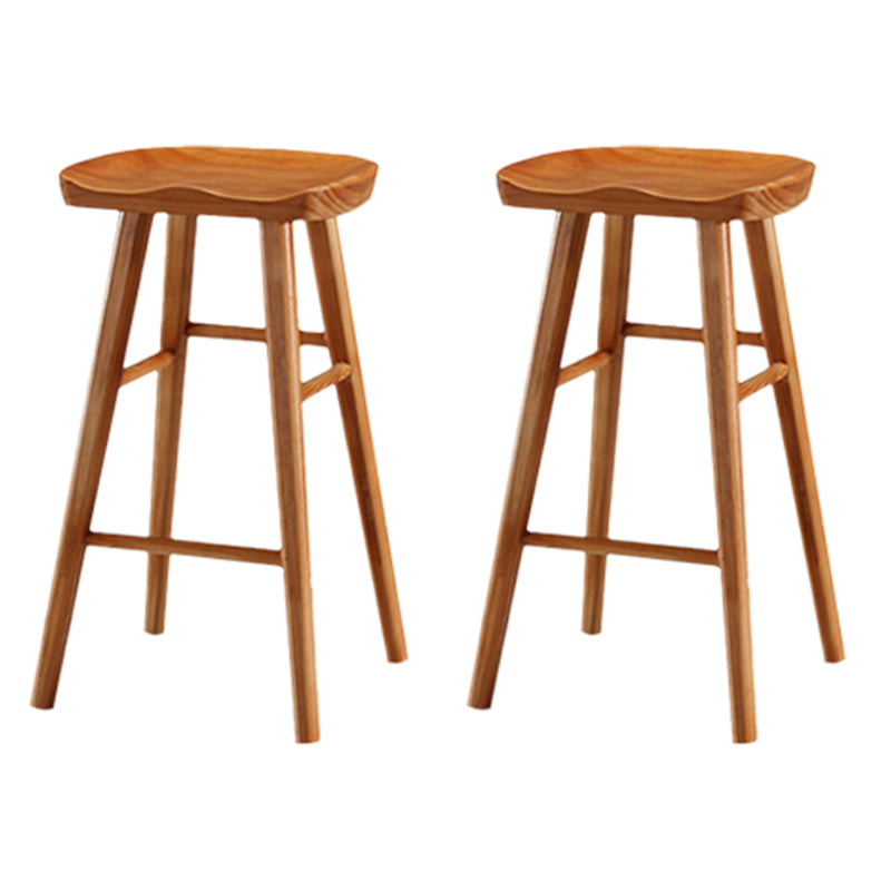 Contemporary Solid Wood Bar Stool Backless Footrest Counter Stool