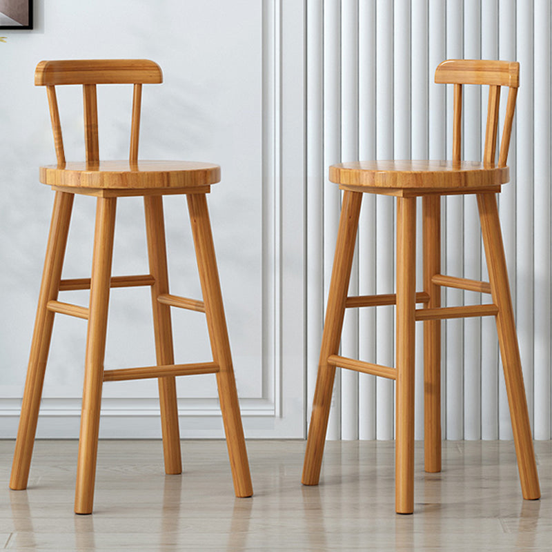 Solid Wood Footrest Counter Stool Modern Bar Stool with Low Back
