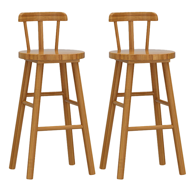 Solid Wood Footrest Counter Stool Modern Bar Stool with Low Back