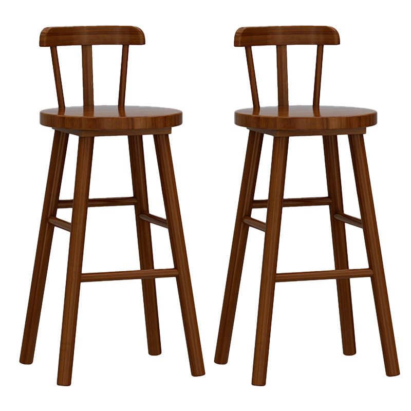 Solid Wood Footrest Counter Stool Modern Bar Stool with Low Back