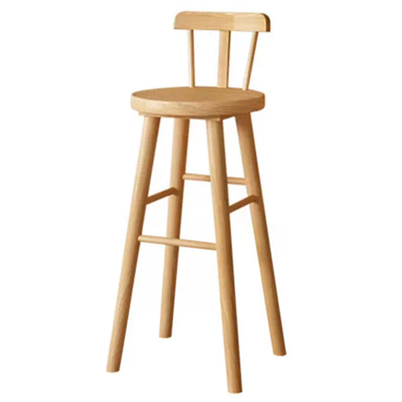 Solid Wood Footrest Counter Stool Modern Bar Stool with Low Back