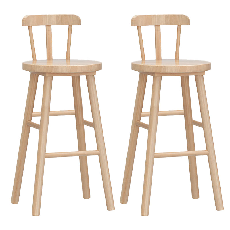 Solid Wood Footrest Counter Stool Modern Bar Stool with Low Back