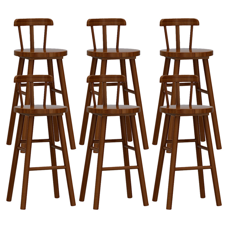 Solid Wood Footrest Counter Stool Modern Bar Stool with Low Back
