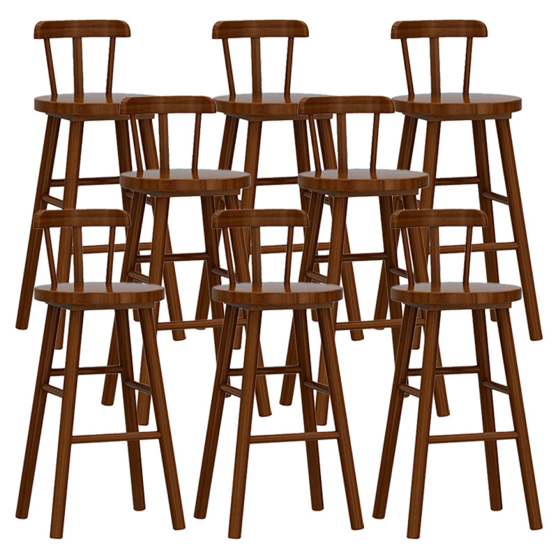 Solid Wood Footrest Counter Stool Modern Bar Stool with Low Back