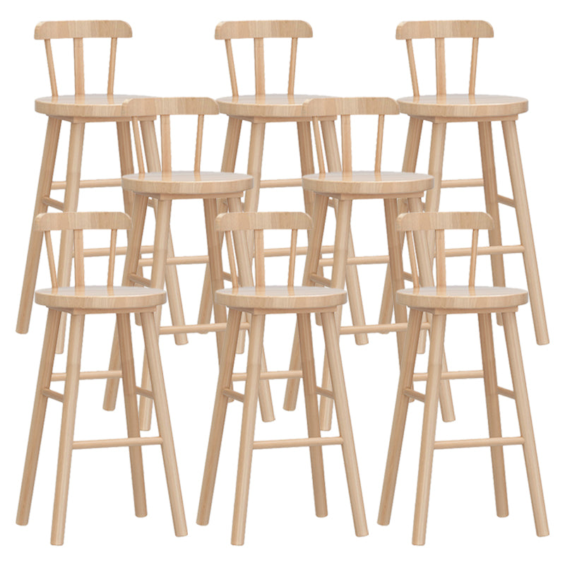 Solid Wood Footrest Counter Stool Modern Bar Stool with Low Back