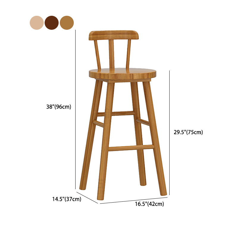 Solid Wood Footrest Counter Stool Modern Bar Stool with Low Back