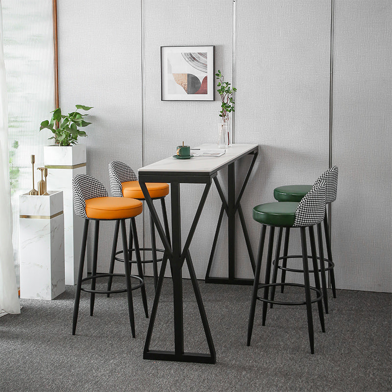 Metal Footrest Bar Stool Industrial Upholstered Armless Bar Chair