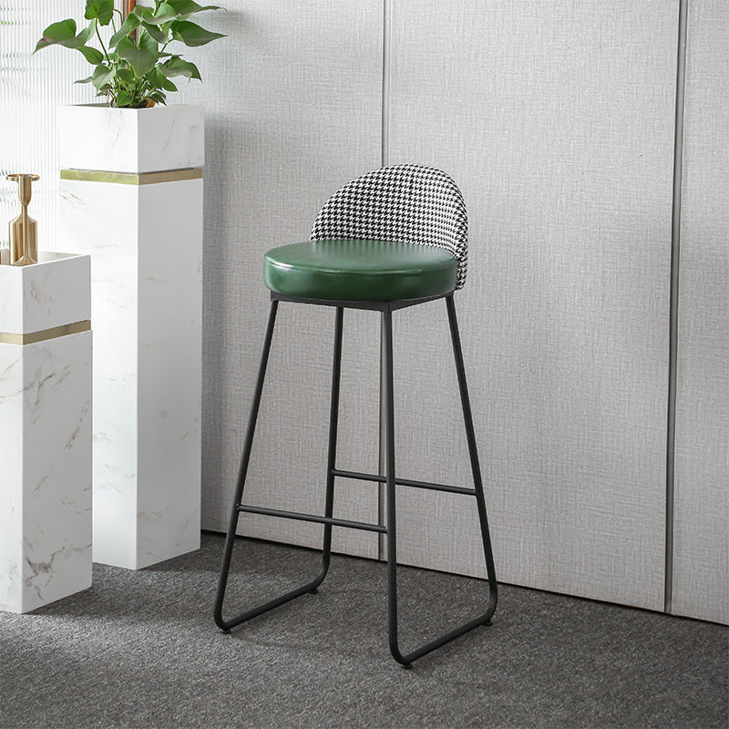 Metal Footrest Bar Stool Industrial Upholstered Armless Bar Chair