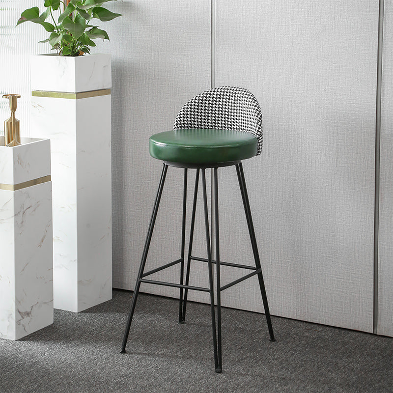 Metal Footrest Bar Stool Industrial Upholstered Armless Bar Chair