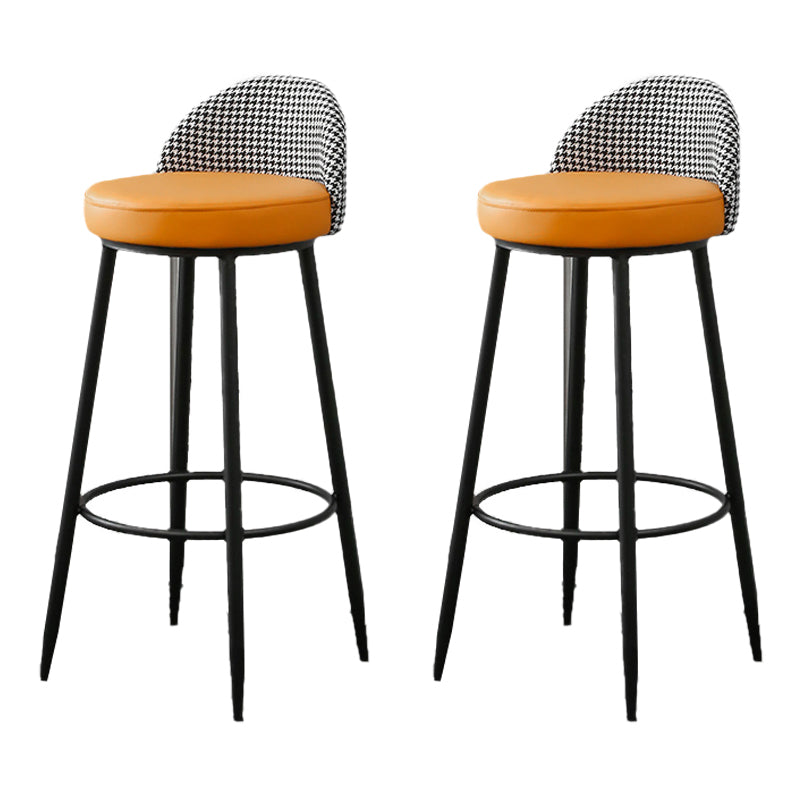 Metal Footrest Bar Stool Industrial Upholstered Armless Bar Chair