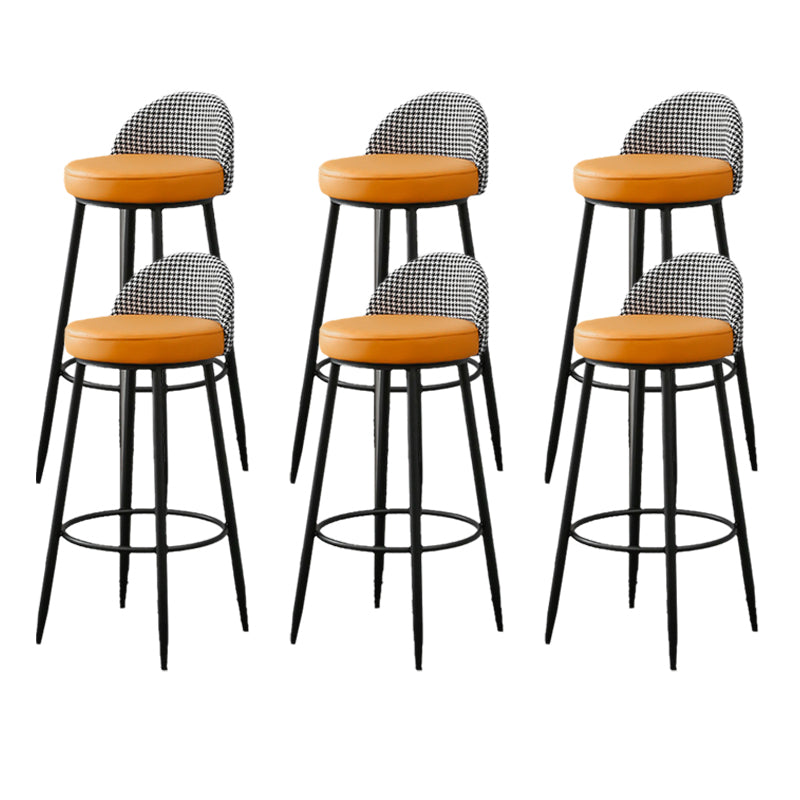 Metal Footrest Bar Stool Industrial Upholstered Armless Bar Chair