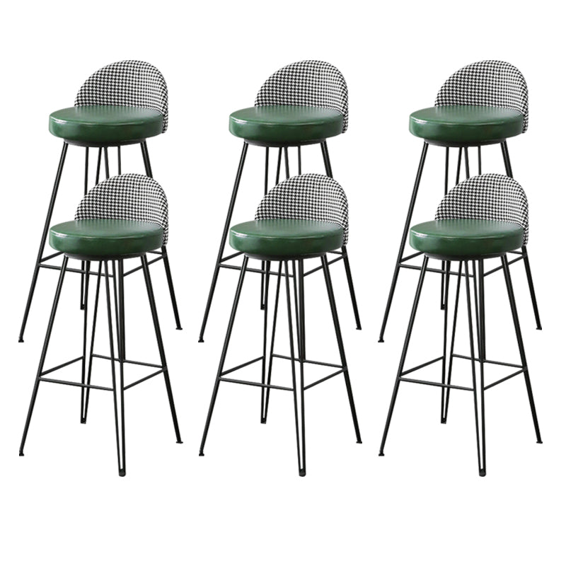 Metal Footrest Bar Stool Industrial Upholstered Armless Bar Chair