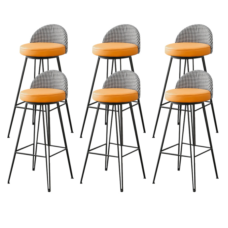 Metal Footrest Bar Stool Industrial Upholstered Armless Bar Chair