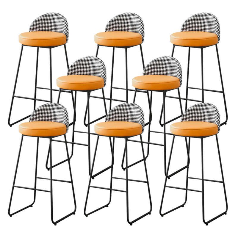 Metal Footrest Bar Stool Industrial Upholstered Armless Bar Chair