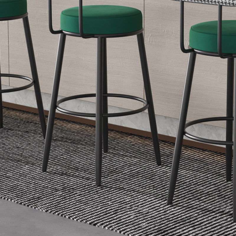 Contemporary Matte Finish Velvet Stool Milk Tea Shop Footrest Barstool