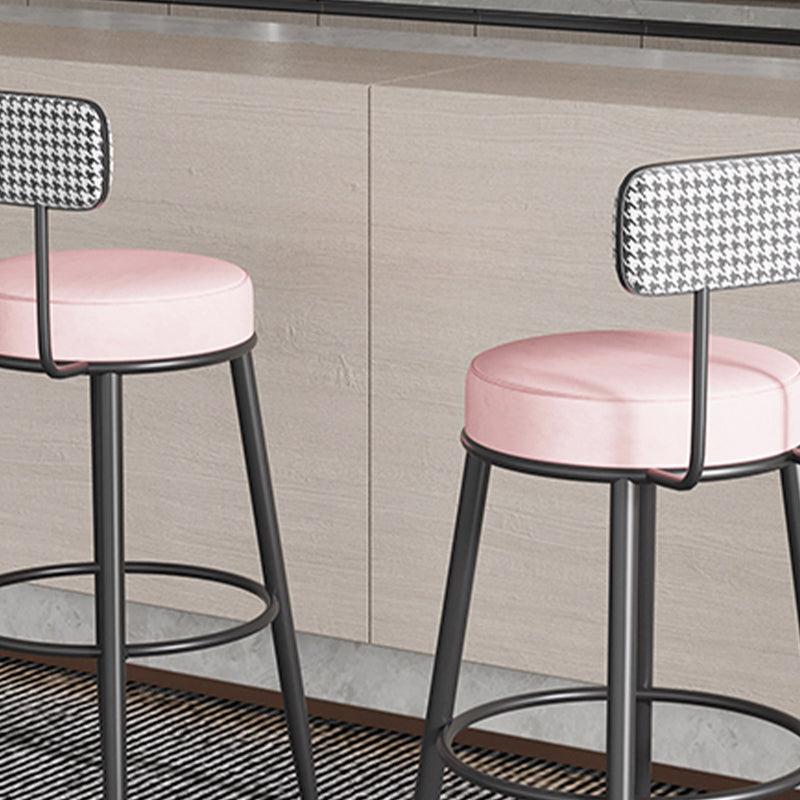 Contemporary Matte Finish Velvet Stool Milk Tea Shop Footrest Barstool