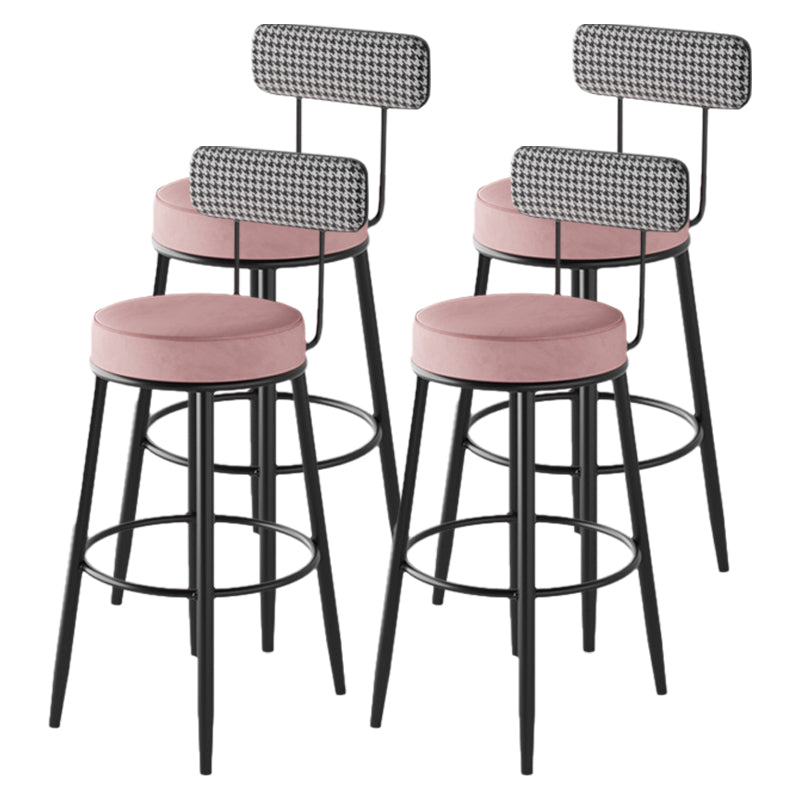 Contemporary Matte Finish Velvet Stool Milk Tea Shop Footrest Barstool
