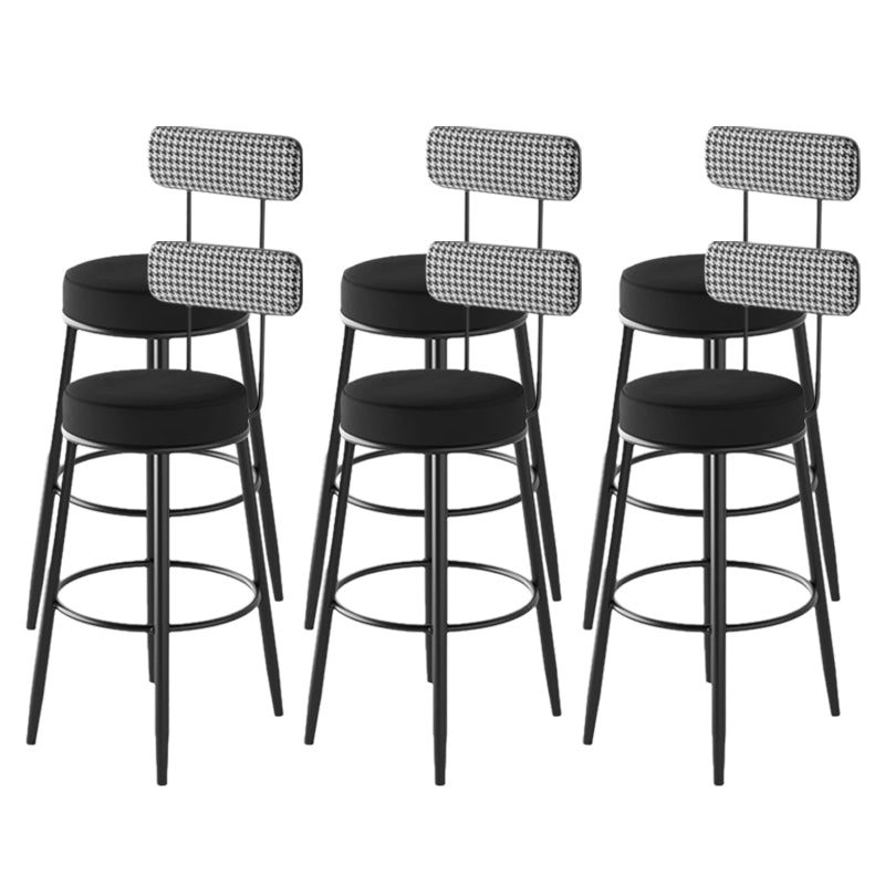 Contemporary Matte Finish Velvet Stool Milk Tea Shop Footrest Barstool