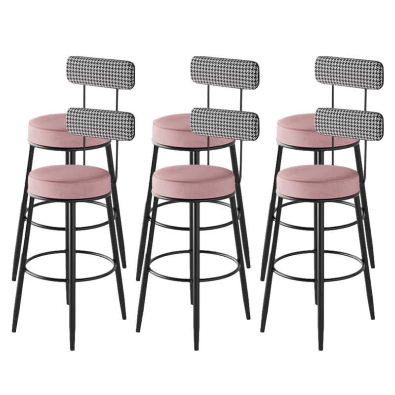 Contemporary Matte Finish Velvet Stool Milk Tea Shop Footrest Barstool