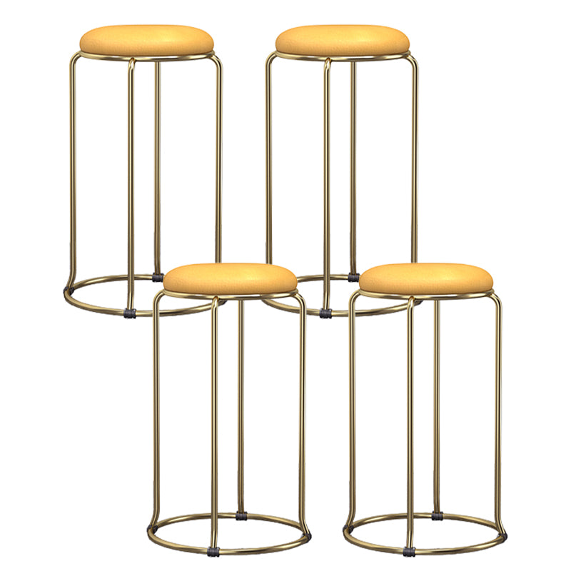 Scandinavian Stackable Counter Stool Fabric and Faux Leather Round Seat Counter Chair