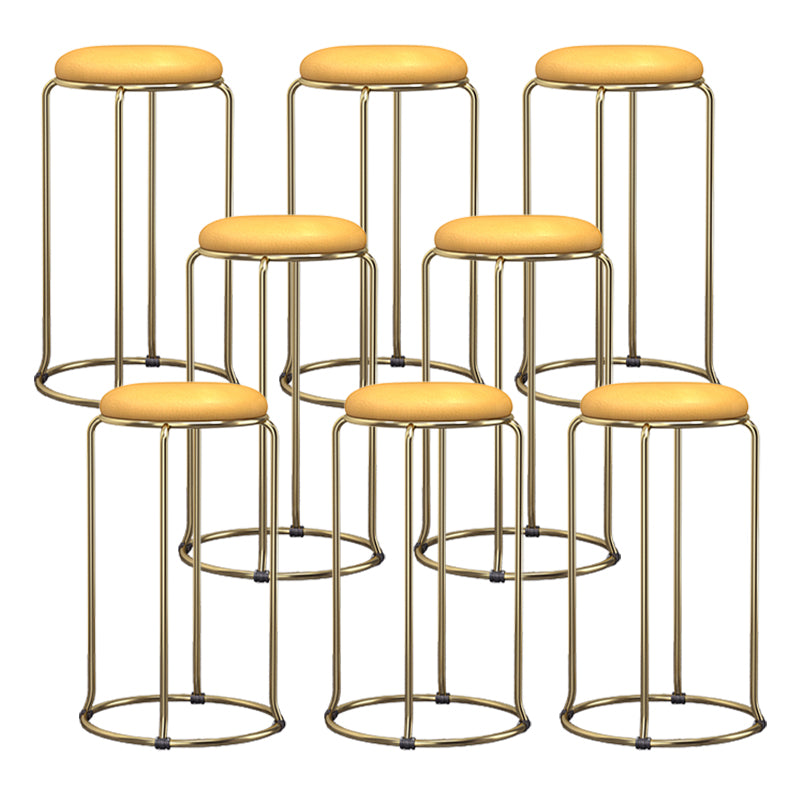 Scandinavian Stackable Counter Stool Fabric and Faux Leather Round Seat Counter Chair