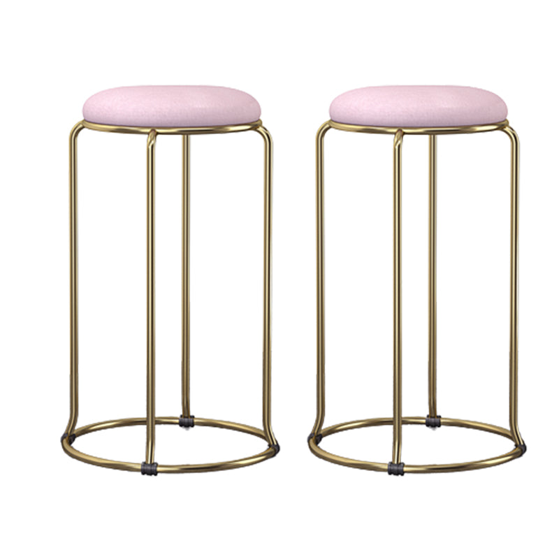 Scandinavian Stackable Counter Stool Fabric and Faux Leather Round Seat Counter Chair