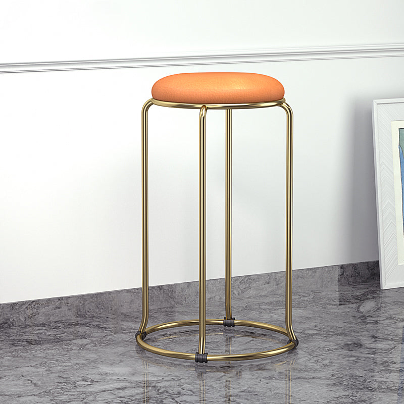 Scandinavian Stackable Counter Stool Fabric and Faux Leather Round Seat Counter Chair