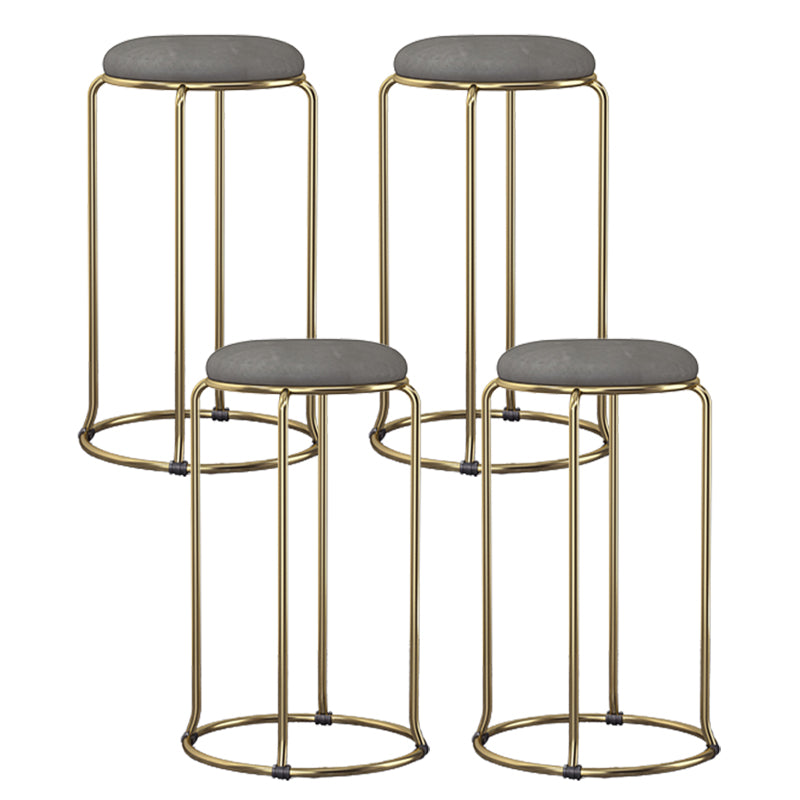 Scandinavian Stackable Counter Stool Fabric and Faux Leather Round Seat Counter Chair