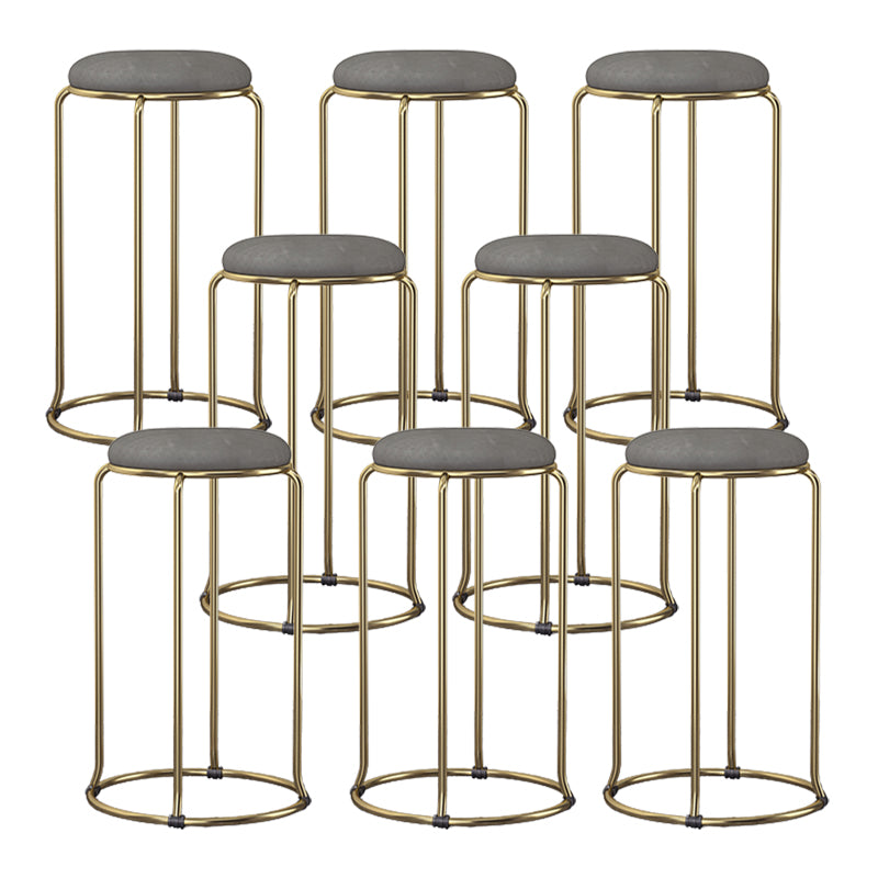 Scandinavian Stackable Counter Stool Fabric and Faux Leather Round Seat Counter Chair