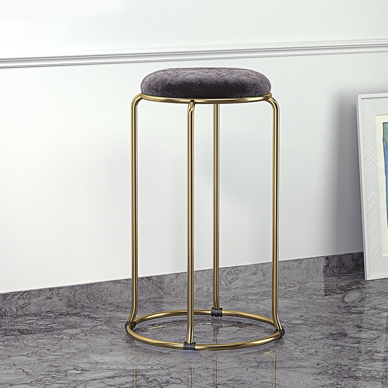 Scandinavian Stackable Counter Stool Fabric and Faux Leather Round Seat Counter Chair